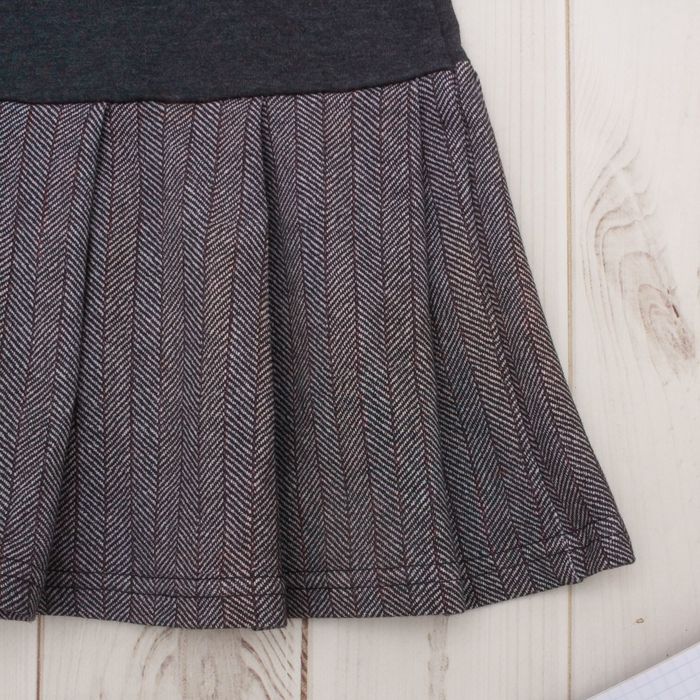 Платье для девочки "Школьная пора", рост 128 см (64), цвет тёмно-серый, принт сердце ДПД6858 26263