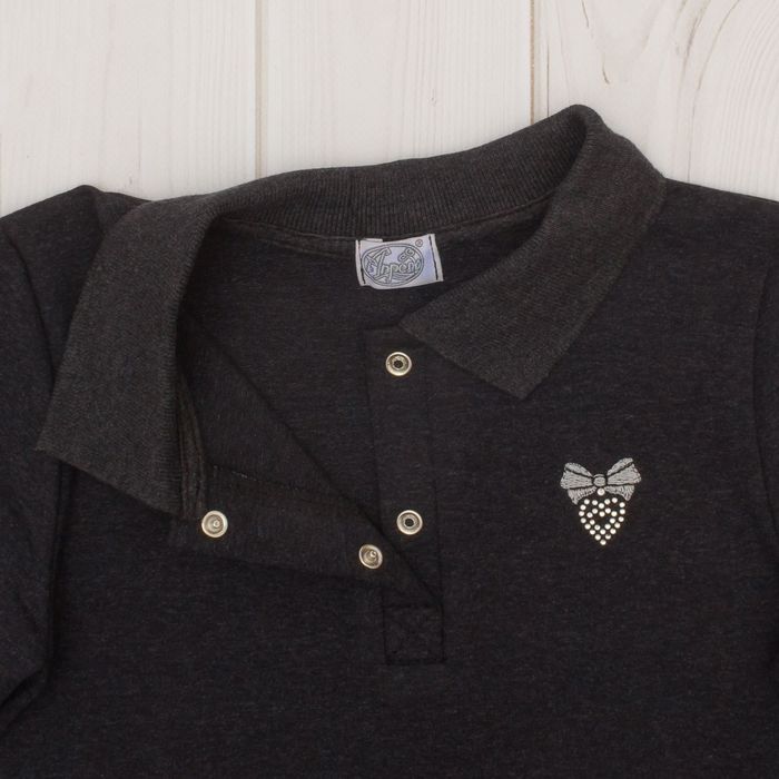 Платье для девочки "Школьная пора", рост 128 см (64), цвет антрацит, принт серце ДПД685858