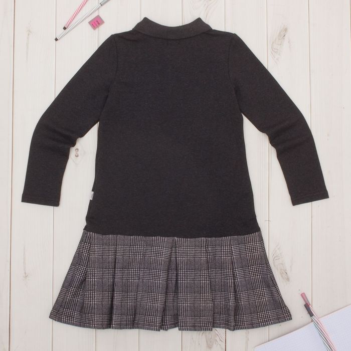 Платье для девочки "Школьная пора", рост 140 см (72), цвет антрацит, принт серце ДПД685858