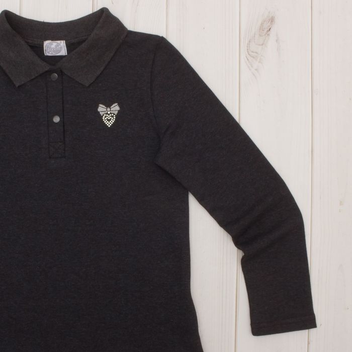 Платье для девочки "Школьная пора", рост 146 см (76), цвет антрацит, принт серце ДПД685858