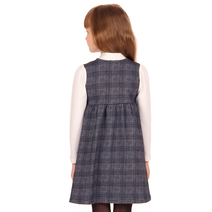 Платье для девочки "Школьная пора", рост 122 см (62), цвет черно-белый, принт клетка ДПД6822 26263