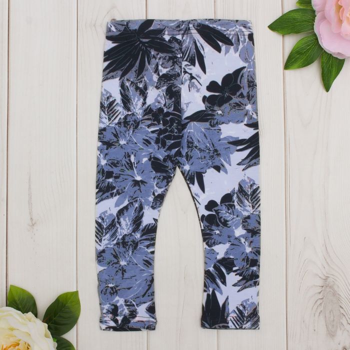 Рейтузы для девочек "Страна чудес", рост 92 см (50), цвет голубой, принт цветы ДРЛ894804н