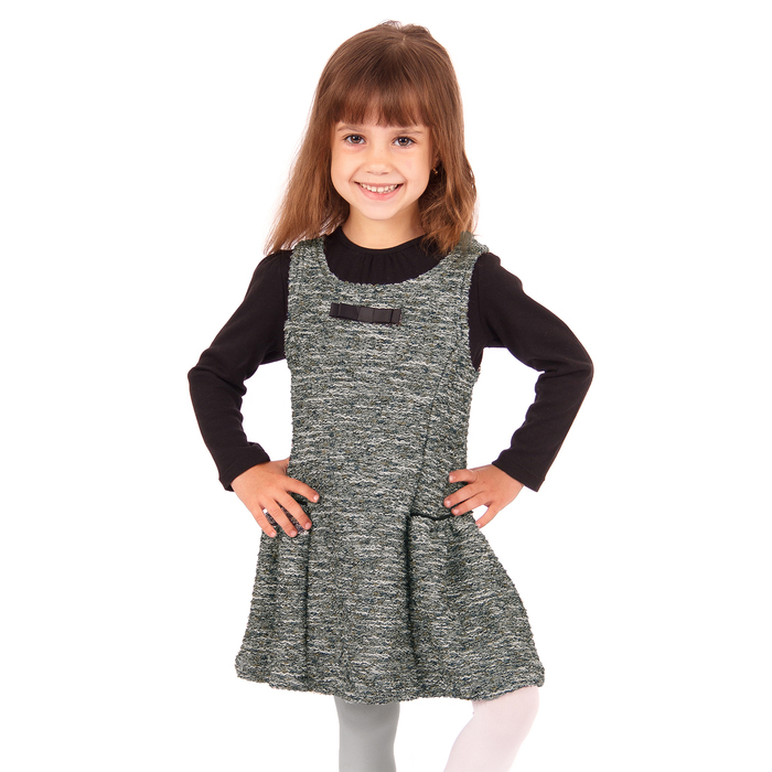 Сарафан для девочки "Крем и карамель", рост 116 см (60), цвет тёмно-серый/белый