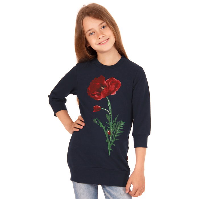 Джемпер для девочки "Маки", рост 140 см (72), цвет тёмно-синий ДДД337258