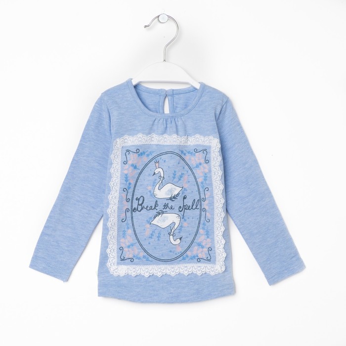 Джемпер для девочки "Страна чудес", рост 86 см (48), цвет голубой, принт лебеди