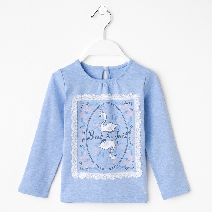 Джемпер для девочки "Страна чудес", рост 110 см (56), цвет голубой, принт лебеди