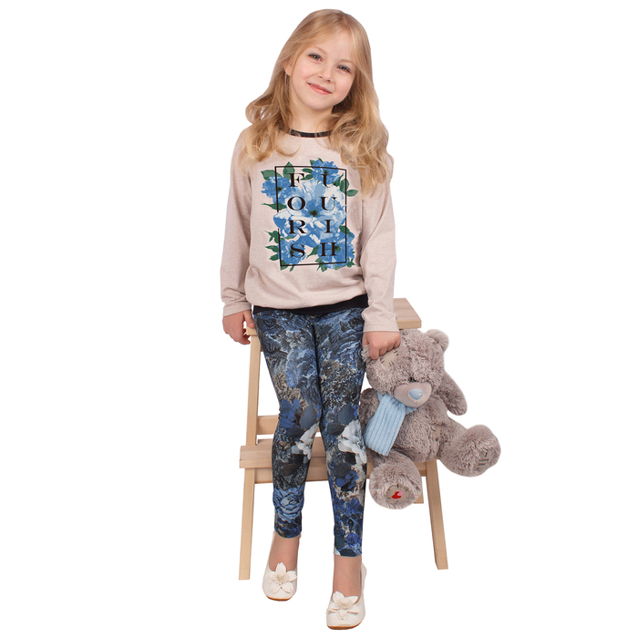 Джемпер для девочки "Ноктюрн", рост 104 см (54), цвет бежевый, принт розы