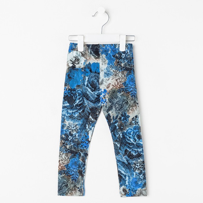 Рейтузы для девочек "Ноктюрн", рост 98 см (52), цвет синий, принт розы ДРЛ894820н