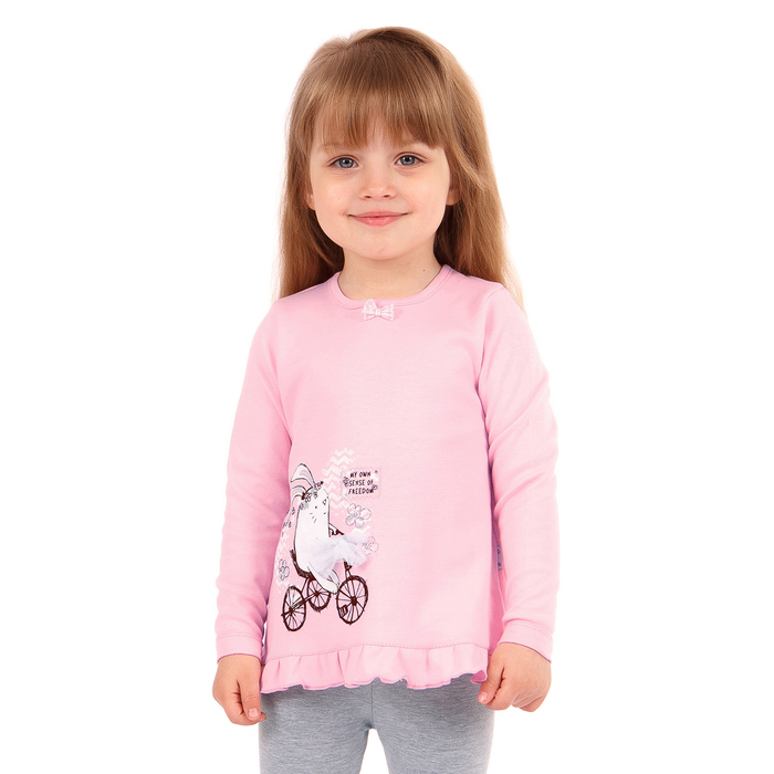 Джемпер для девочки "Кошки-мышки", рост 86 см (48), цвет розовый, принт заяц