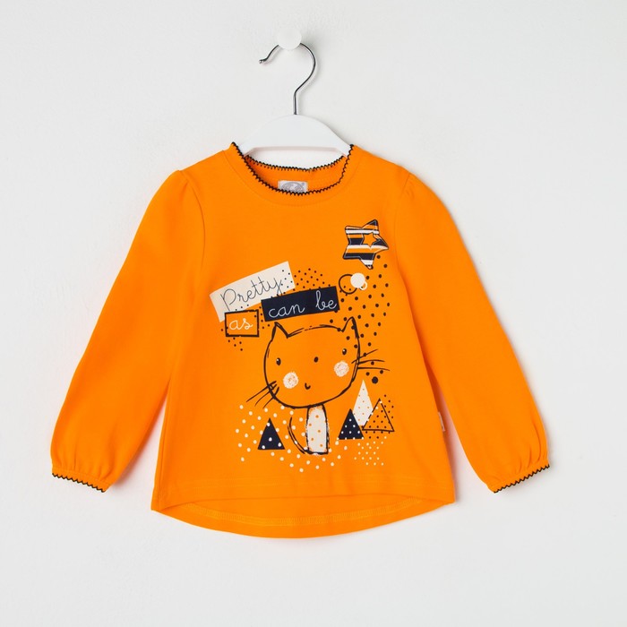 Джемпер для девочки "Мурлыка", рост 92 см (50), цвет оранжевый, принт кот ДДД041067