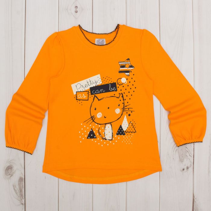 Джемпер для девочки "Мурлыка", рост 98 см (52), цвет оранжевый, принт кот ДДД041067