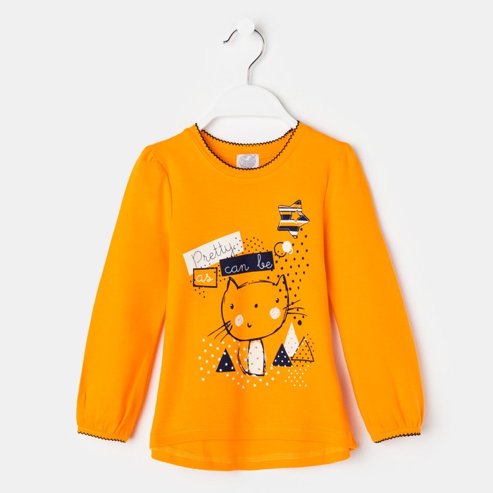 Джемпер для девочки "Мурлыка", рост 104 см (54), цвет оранжевый, принт кот ДДД041067