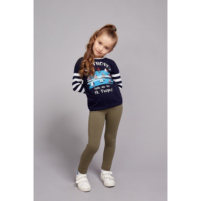 Джемпер для девочки "Дорога к морю", рост 110 см (56), цвет тёмно-синий, принт полоска ДДД36   26265