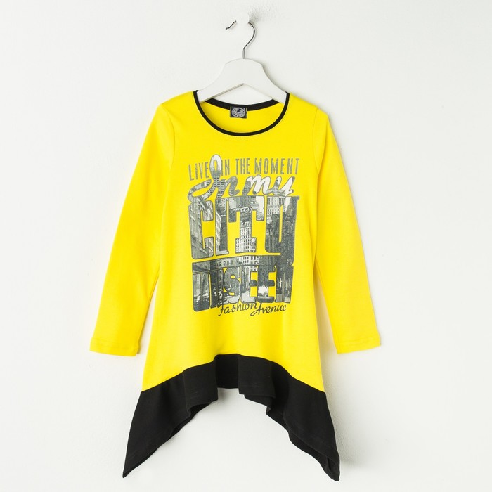 Джемпер для девочки "Каприз", рост 146 см (76), цвет желтый/чёрный
