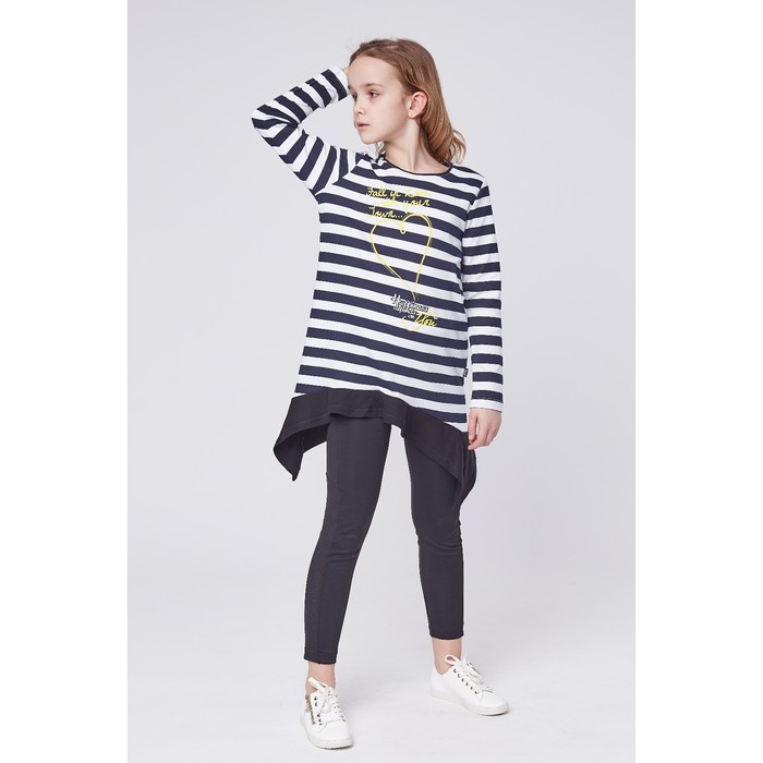 Джемпер для девочки "Каприз", рост 116 см (60), цвет темно-синий, принт полоска
