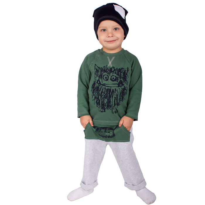 Джемпер для мальчика "Монстрики", рост 98 см (56), цвет оливковый