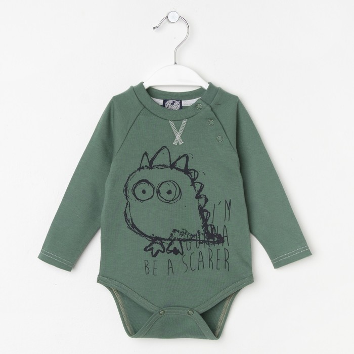 Полукомбинезон для мальчика "Монстрики", рост 80 см (50), цвет оливковый ЮМД410067_М