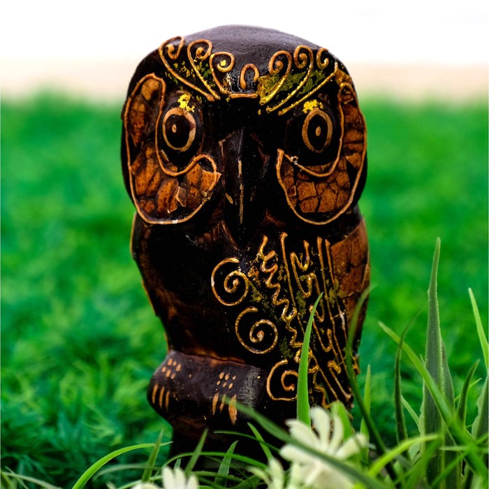 Деревянная фигурка "Сова на пне" 15 см