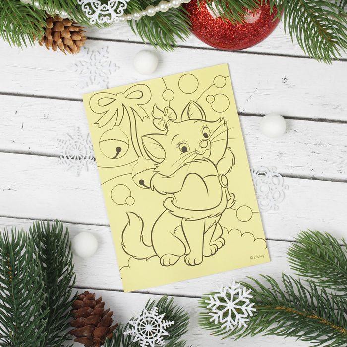 Фреска-открытка "С Новым годом!" Коты аристократы + 9 цветов песка по 2 гр, блестки 2 гр,