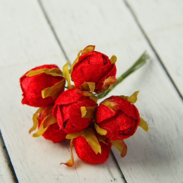 Декор для творчества "Нераскрывшиеся розы" (набор-букет 6 цветков) 10 см d=2 см МИКС