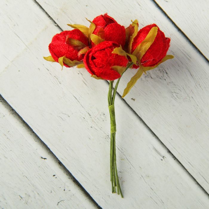 Декор для творчества "Нераскрывшиеся розы" (набор-букет 6 цветков) 10 см d=2 см МИКС