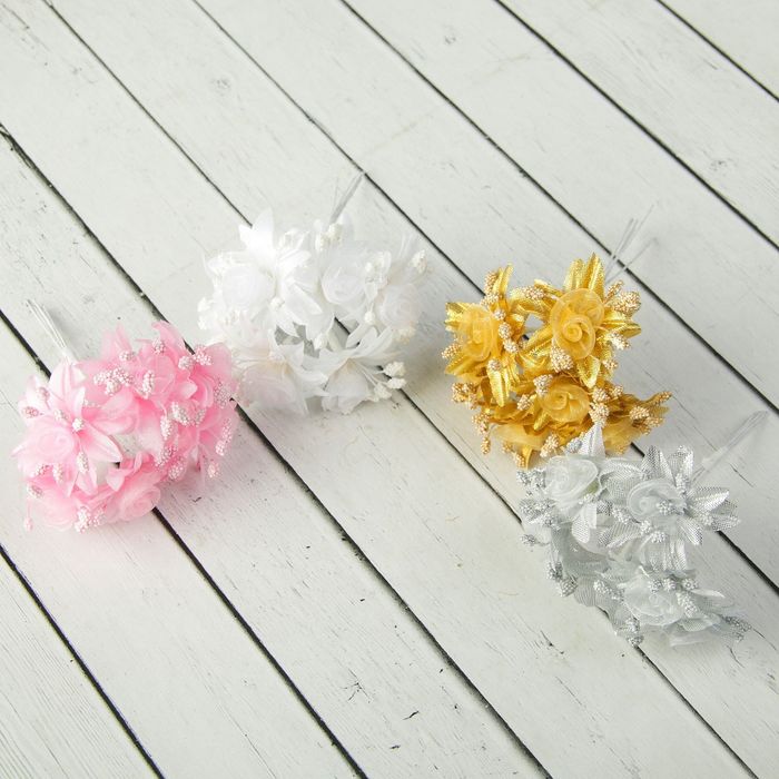 Декор для творчества "Космические розы" (набор-букет 6 цветков) 12 см d=4 см МИКС