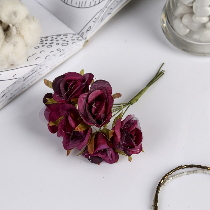 Декор для творчества "Розочки" (набор-букет 6 цветков) 10,5 см d=2,5 см МИКС