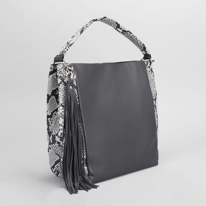 Сумка женская на молнии, 1 отдел с перегородкой, наружный карман, цвет серый