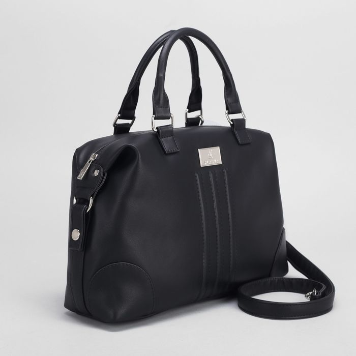 Сумка женская на молнии, 1 отдел, наружный карман, длинный ремень, цвет чёрный