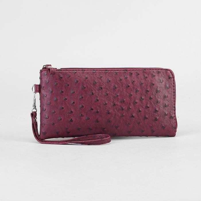 Клатч женский на молнии, 1 отдел с перегородкой, с ремешком, цвет бордовый