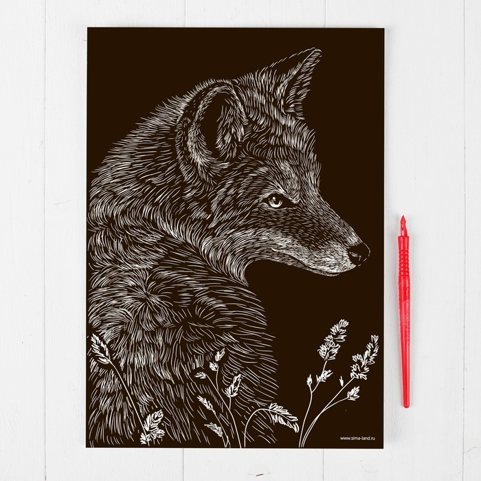 Гравюра "Лиса", металлический эффект "золото", 21 х 30 см