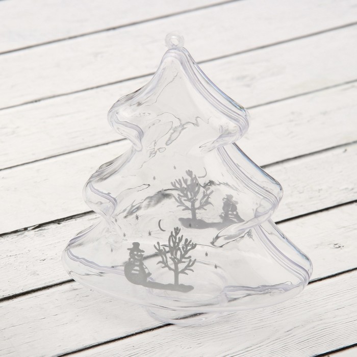 Заготовка - подвеска, раздельные части "Елочка с рисунком", размер собранной 4,3*8,8*10 см 229135