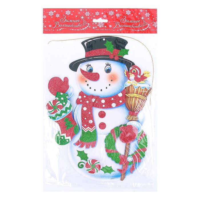 Плакат "Снеговик в красном шарфе" блеск 19*29 см