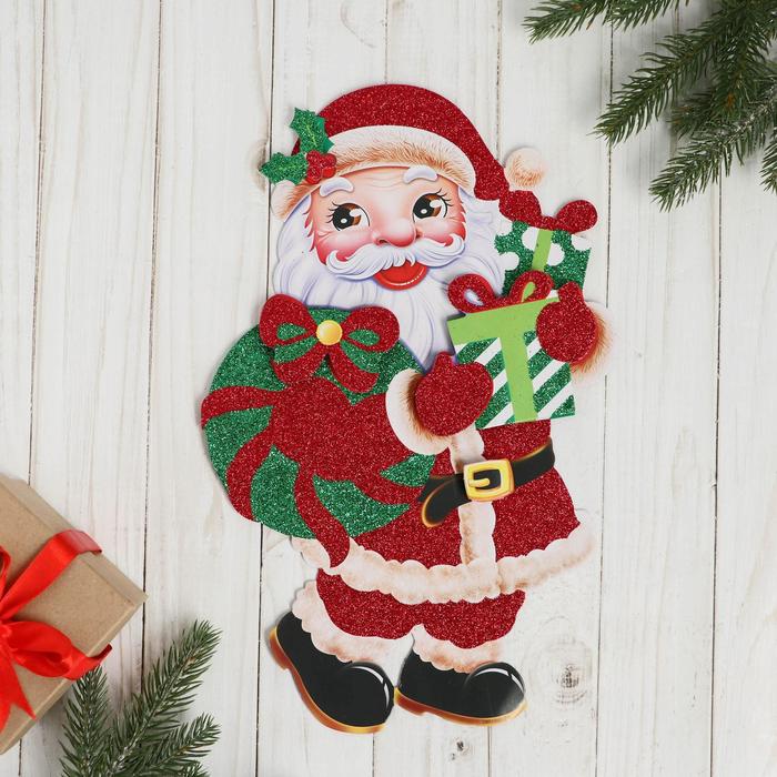 Плакат "Дед Мороз с подарками" блеск 9*30 см