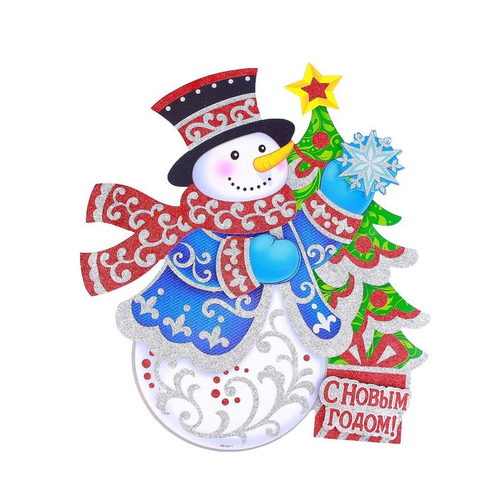 Плакат "Снеговик со снежинкой" 40*45 см