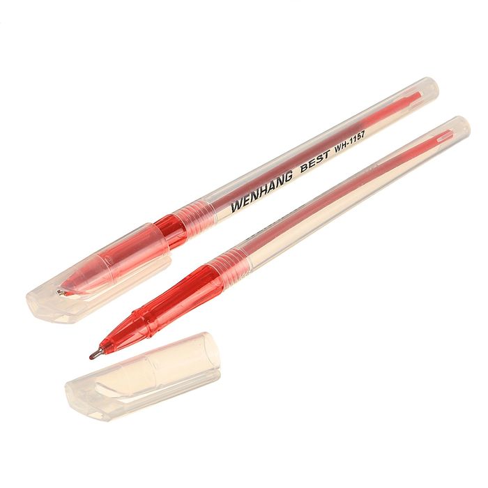 Ручка шариковая 0,5мм стержень красный корпус прозрачный