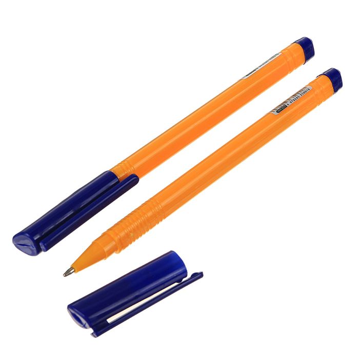 Ручка шариковая 1,0мм стержень синий корпус желтый треугольный колпачок синий Good