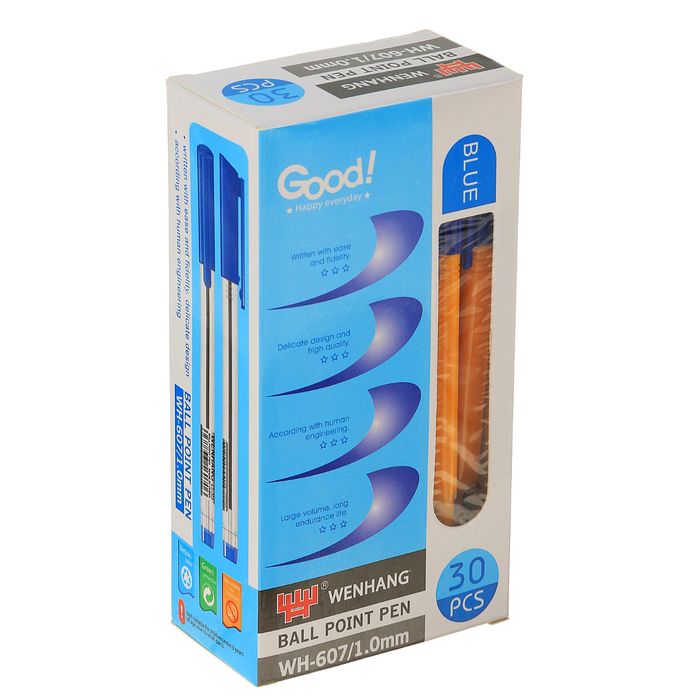 Ручка шариковая 1,0мм стержень синий корпус желтый треугольный колпачок синий Good