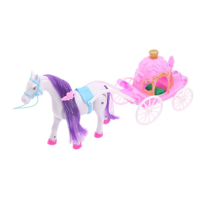 Карета для кукол "Сказка", лошадка ходит, звуковые эффекты, МИКС