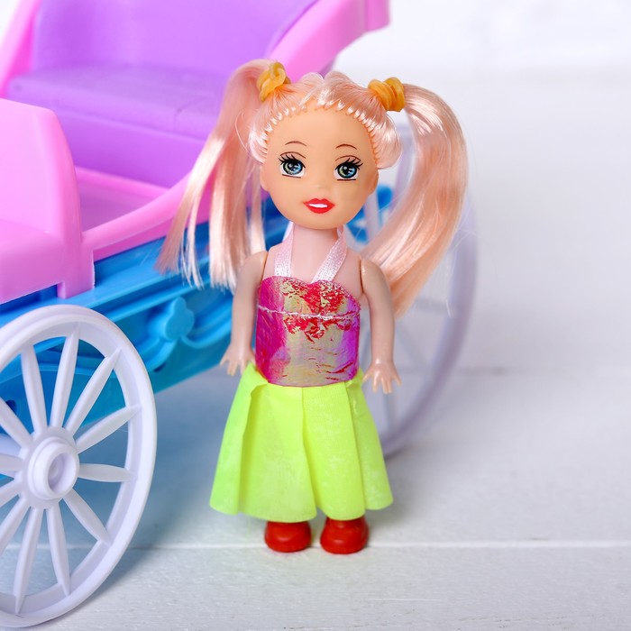 Карета для кукол "Сказка" с куклой малышкой, лошадка ходит, звуковые эффекты, МИКС