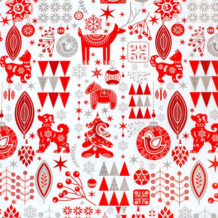 Бумага упаковочная глянцевая «Новогодняя роспись», 70 х 100 см