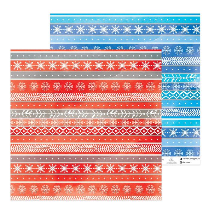 Бумага для скрапбукинга «Снежный орнамент», 30,5 × 30,5 см 180 гр/м