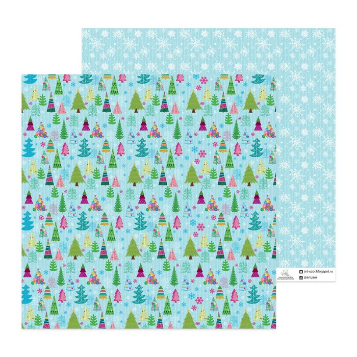 Бумага для скрапбукинга «Зимняя бирюза», 30,5 × 30,5 см 180 гр/м