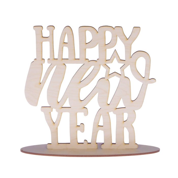 Деревянная заготовка на подставке Happy new year, 20 × 30 см