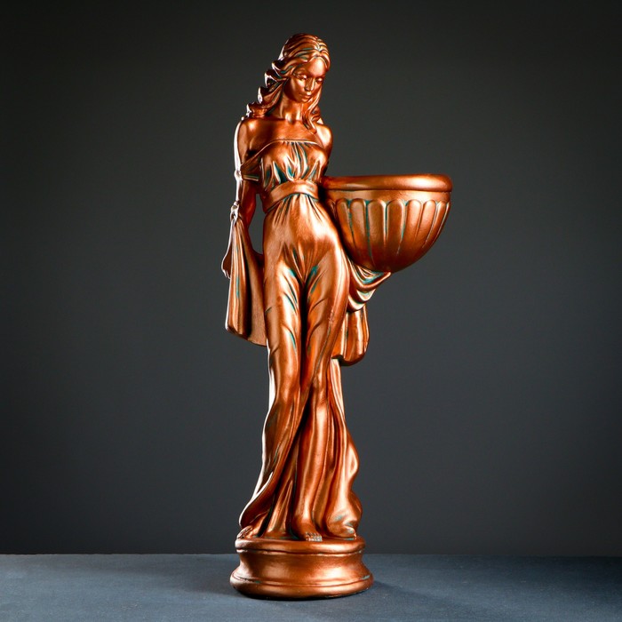 Фигурное кашпо "Девушка в платье" медь 87см