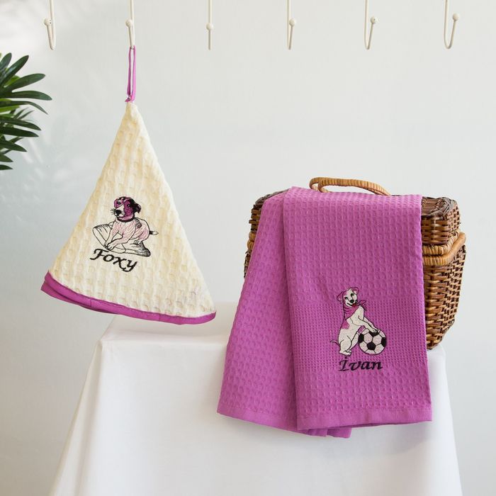 Набор салфеток вафель.в короб. 50*50/50*70 2шт MARISOL, баклажан хл.100%