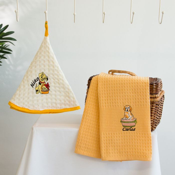 Набор салфеток вафель.в короб. 50*50/50*70 2шт MARISOL, оранжевый хл.100%