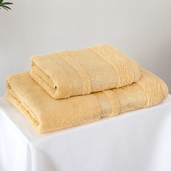 Полотенце TWO DOLPHINS махр. жаккард 70х140 MACKA бежевый хл.460г/м