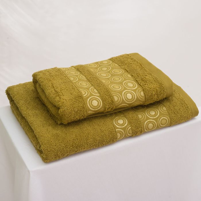 Полотенце TWO DOLPHINS махр. жаккард 70х140 TERASSA зелёный хл.460г/м