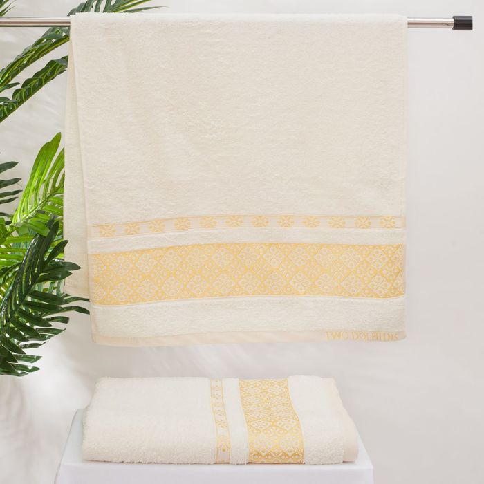 Полотенце TWO DOLPHINS махр. жаккард 50х90 VESTA кремовый хл.460г/м